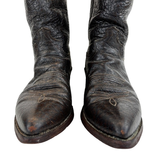 Vintage Justin Men’s Style 1310 Roper Dark Brown Bullhide Cowboy Boots - Picture 8 of 15